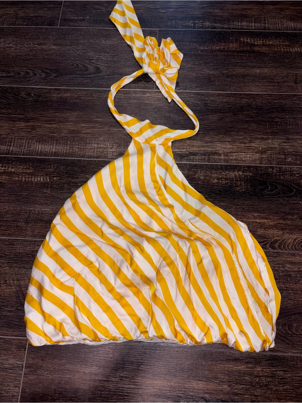 Anthropologie Yellow and White Striped Halter Bubble Tank - Picture 4 of 9